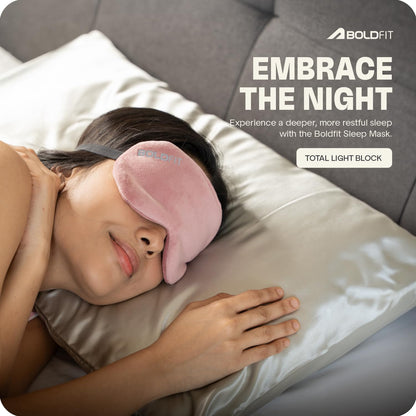 Boldfit Eye Mask for Sleeping with Adjustable Strap Super Soft Sleeping Mask Blind Fold for Comfortable Sleep Travelling Sleep Mask Pad for Girls Sleeping Eye Mask Blind Folds for Sleeping - Pink