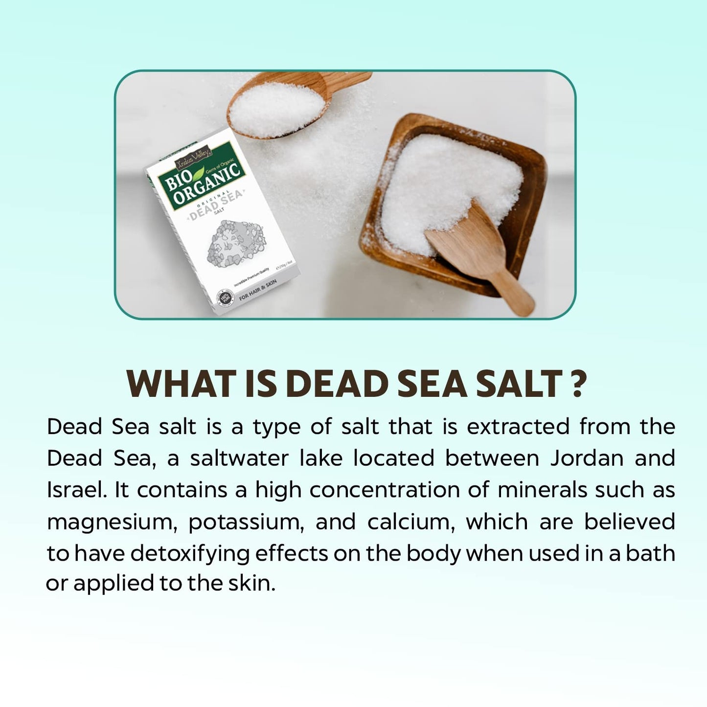 INDUS VALLEY Bio Organic 100% Natural Dead Sea Salt for Skin Healing, Detoxifies Skin, Stimulate Hair Growth and Hydration (250g)