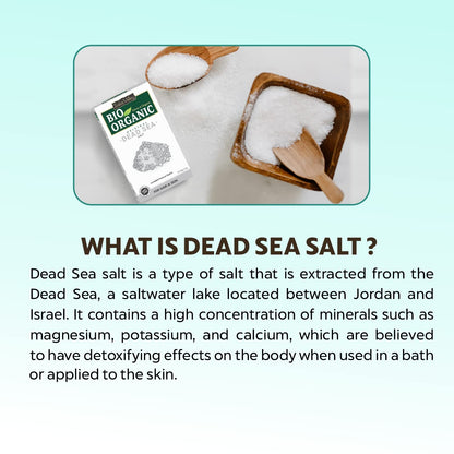 INDUS VALLEY Bio Organic 100% Natural Dead Sea Salt for Skin Healing, Detoxifies Skin, Stimulate Hair Growth and Hydration (250g)