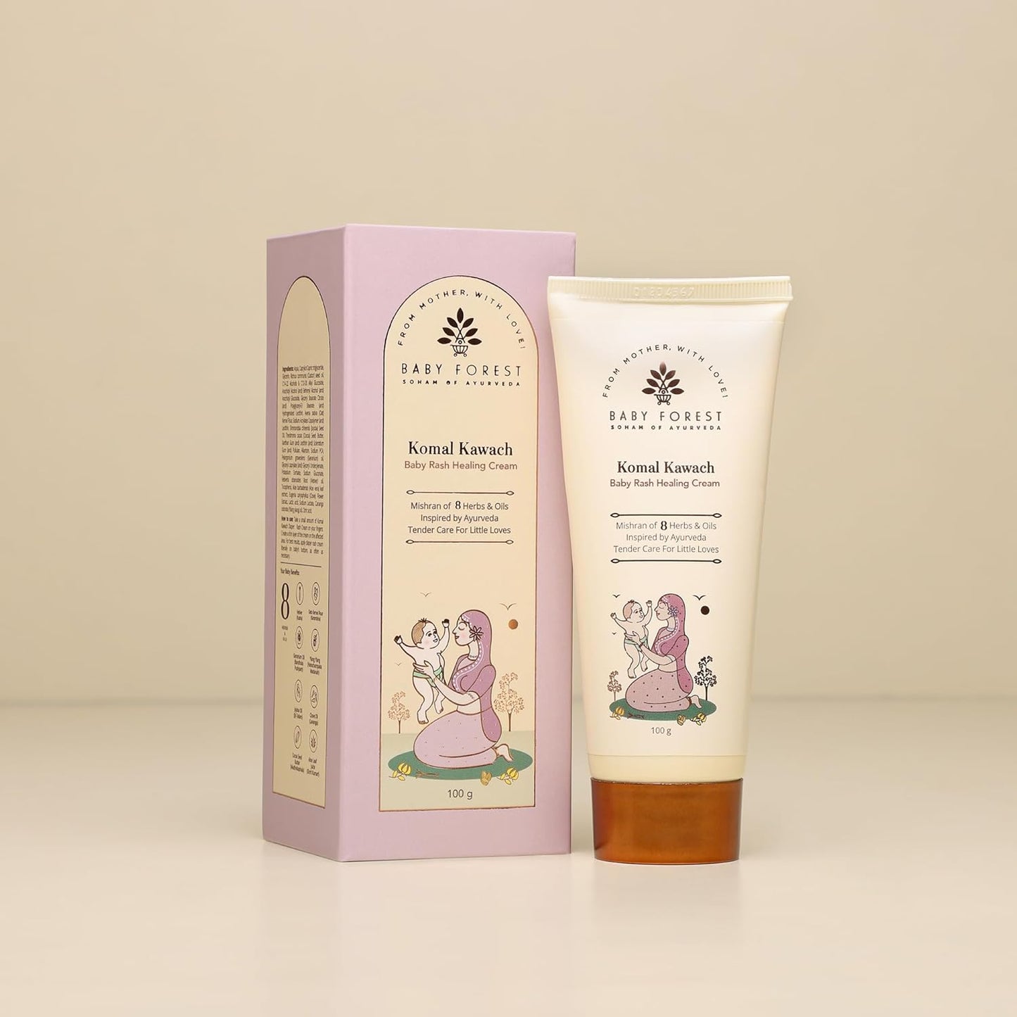 BABY FOREST Komal Kawach Baby Rash Healing Cream 100g, with 8 herbs and oils | Derma safe