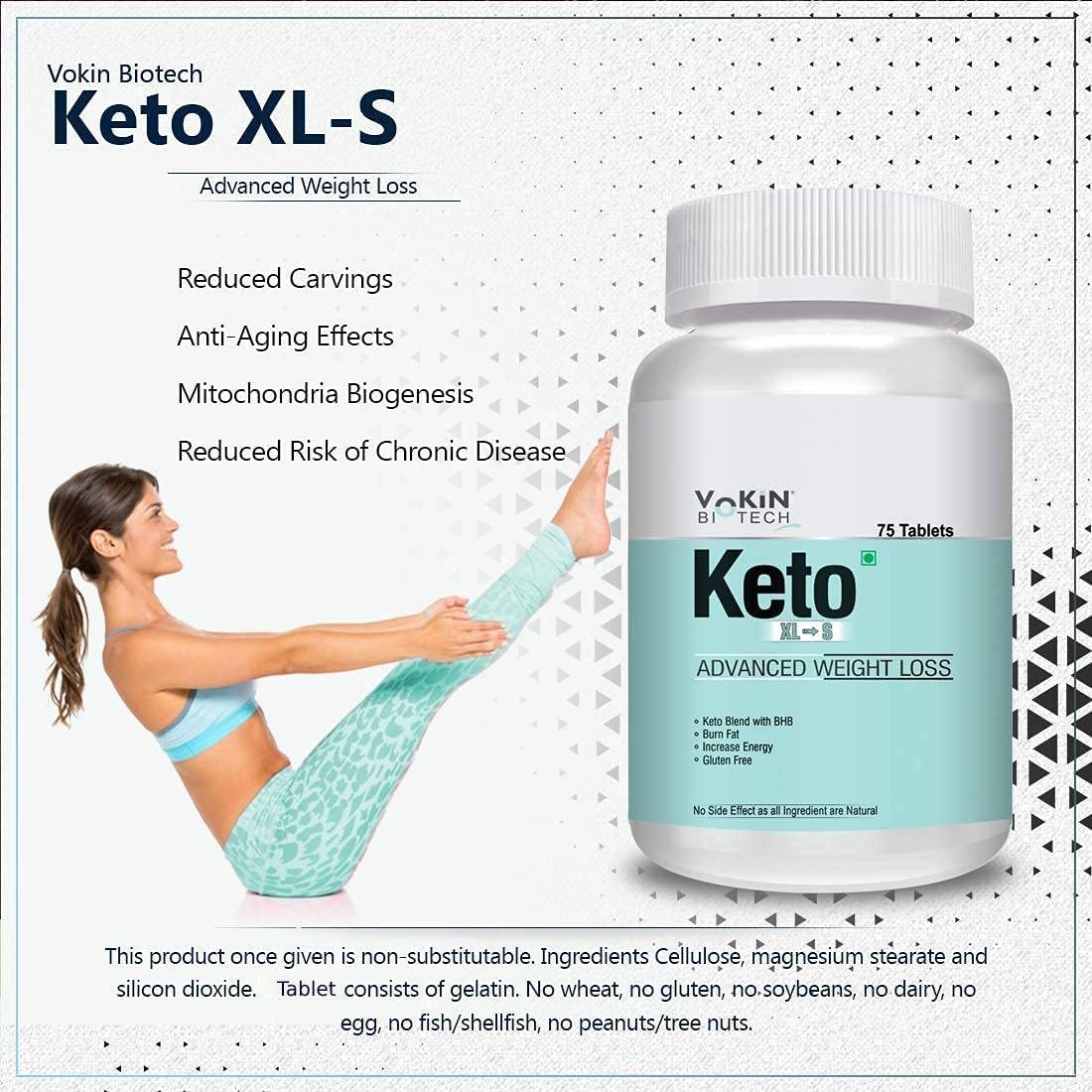 Vokin Biotech Keto Advanced XL to S Weight Loss Supplement & Supports Fat Burn (75 Tablets)