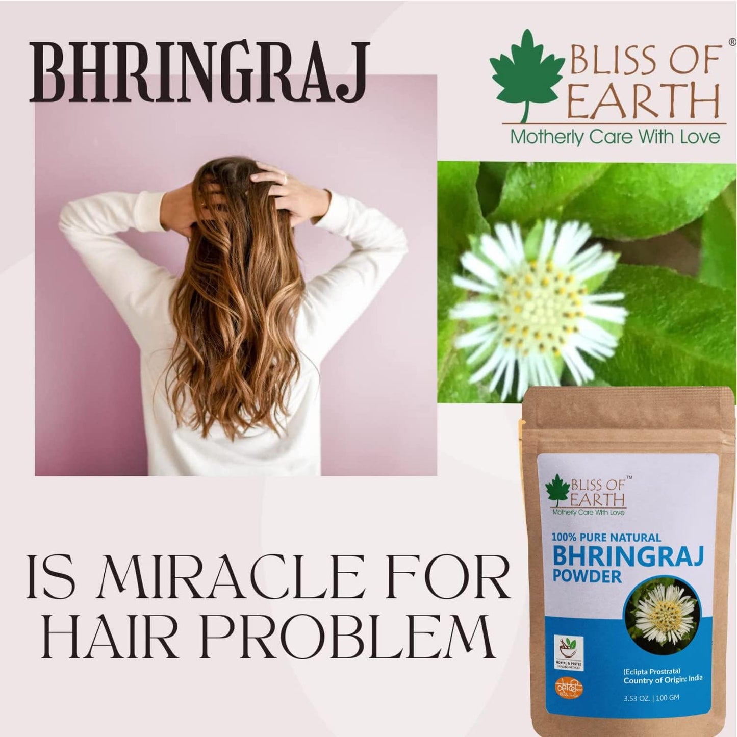 Bliss of Earth Amla Reetha Shikakai Bhringraj Hibiscus Powder â€“ Natural Hair Growth & Hair Mask â€“ 100gm Each, Pack of 5