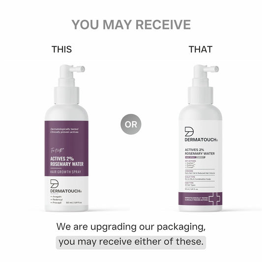 DERMATOUCH Rosemary Water Spray For Hair Growth (50 ml) | Advance 2% Actives Rosemary, Redensyl, Anagain + Procapil Spray Mist for Fall Control, Stimulates Hair Growth, Adds Shine, Strengthens