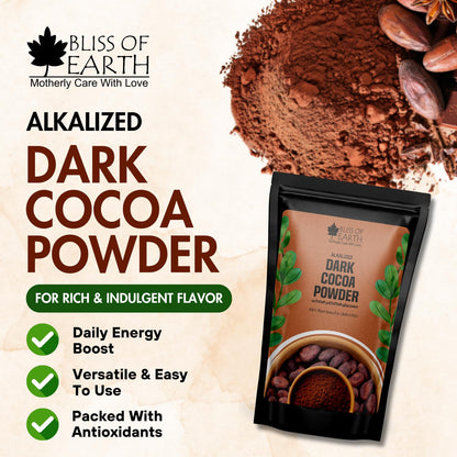 Bliss of Earth 250gm Naturally Organic Dark Cocoa Powder For Chocolate Cake Making & Chocolate Shake, Unsweetened
