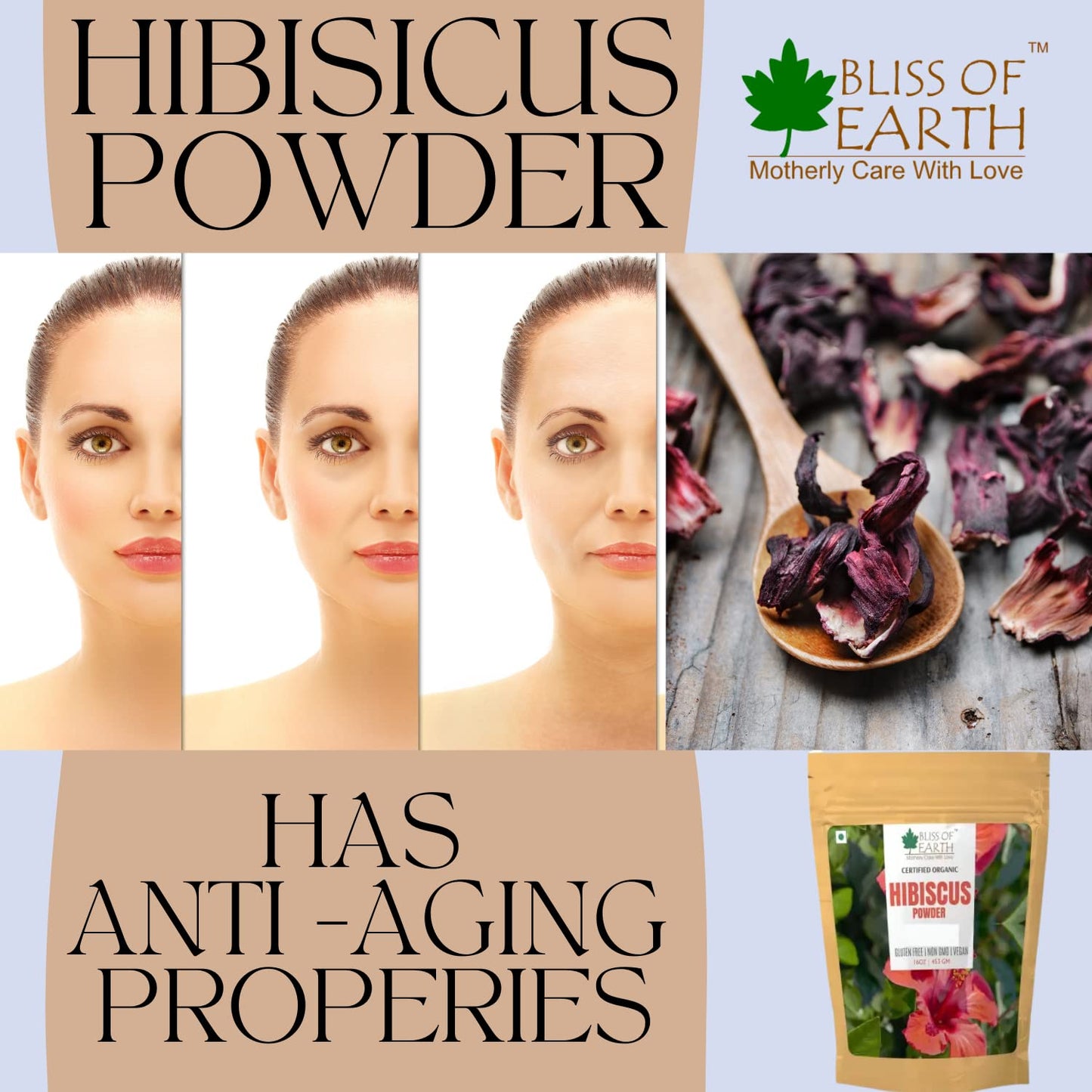 Bliss of Earth Hibiscus powder for face Hair | Makes Hair Stronger & Thicker | Controls Ageing | Cures Acne & Pimples | 100gm