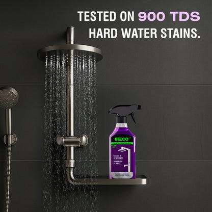 Beco Tap-Shower & Limescale Remover -500 ml | Descaler Liquid | Instantly Removes Stains | Cleans in 60 seconds | Non-Toxic | Max Shine | Suitable for Bathroom, Taps, Showers,Tiles, Mirrors