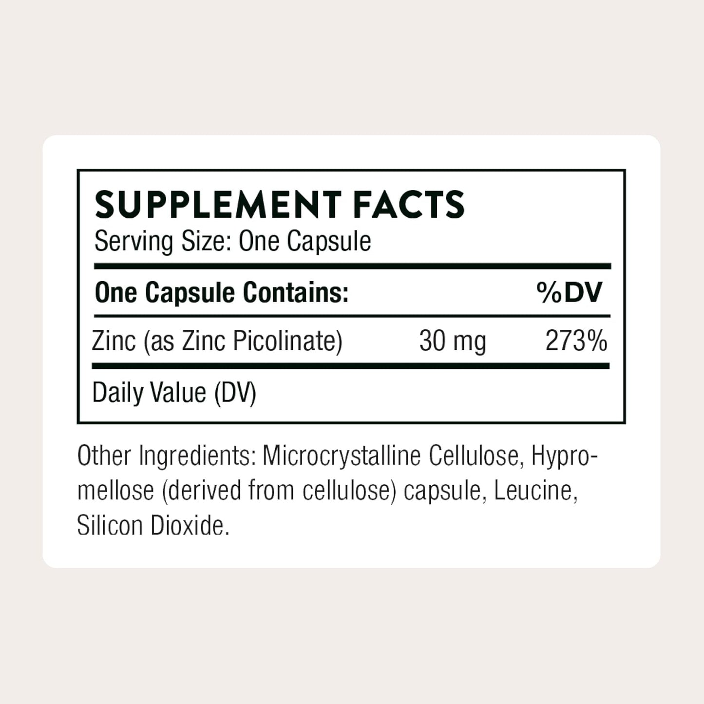 THORNE - Zinc Picolinate 30 mg - Highly Absorbable Zinc Supplement - Supports Immune System, Eye, Skin & Reproductive Health* - Third-Party Certified - Gluten, Dairy & Soy-Free - 180 Capsules