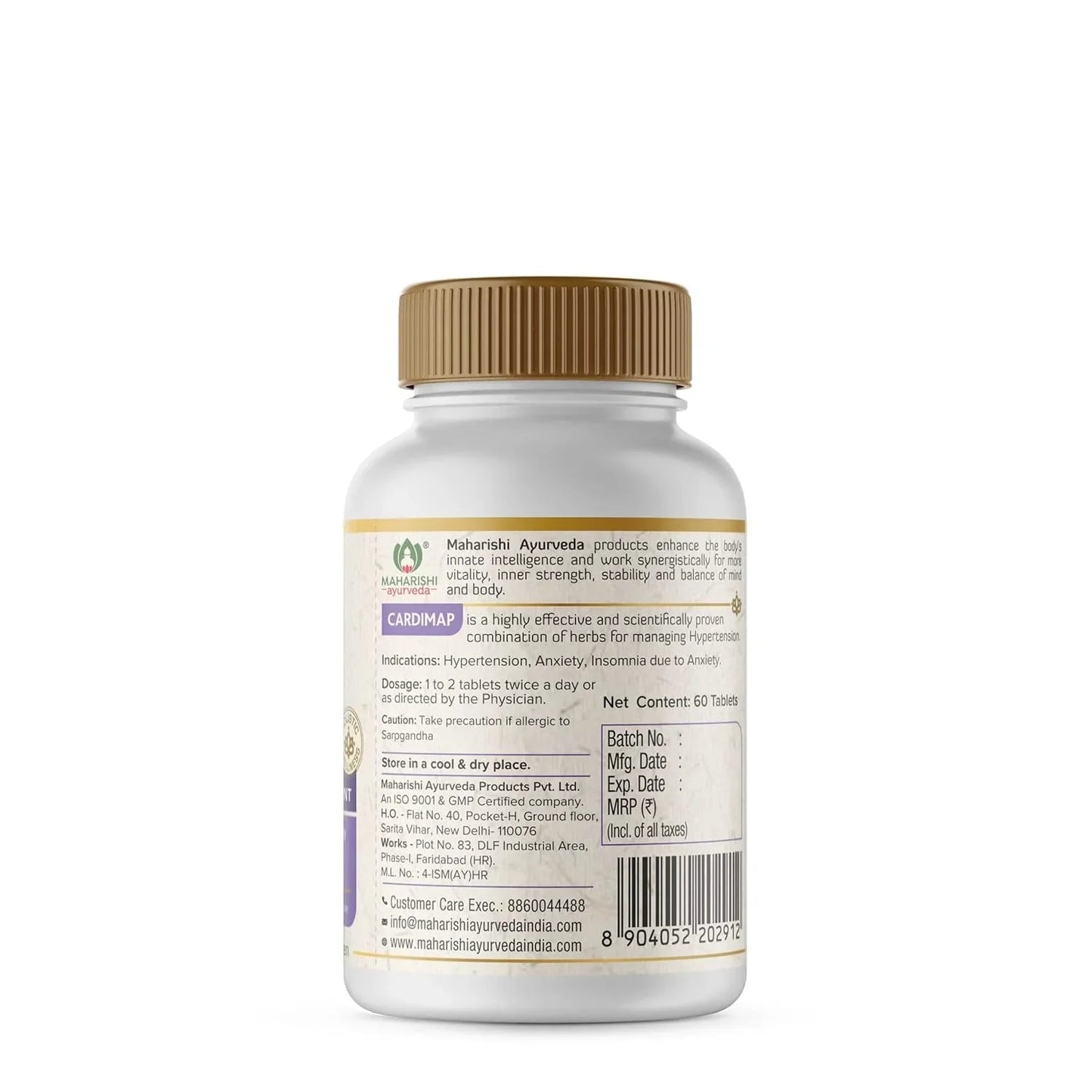 Maharishi Ayurveda Cardimap | Helps Normalises Blood Pressure Naturally | Unique Formulation | Synergy of 5 Herbs | 30 days Pack (60 Tablets)