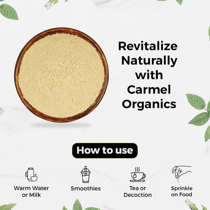 CARMEL ORGANICS Ashwagandha Root Powder (227 Grams)|Jaivik Bharat Certified|Pure|Natural|Helps Fight Anxiety & Stress|Ashwagandha Podi/Amukkara Kizhangu/Asvagandha Churna