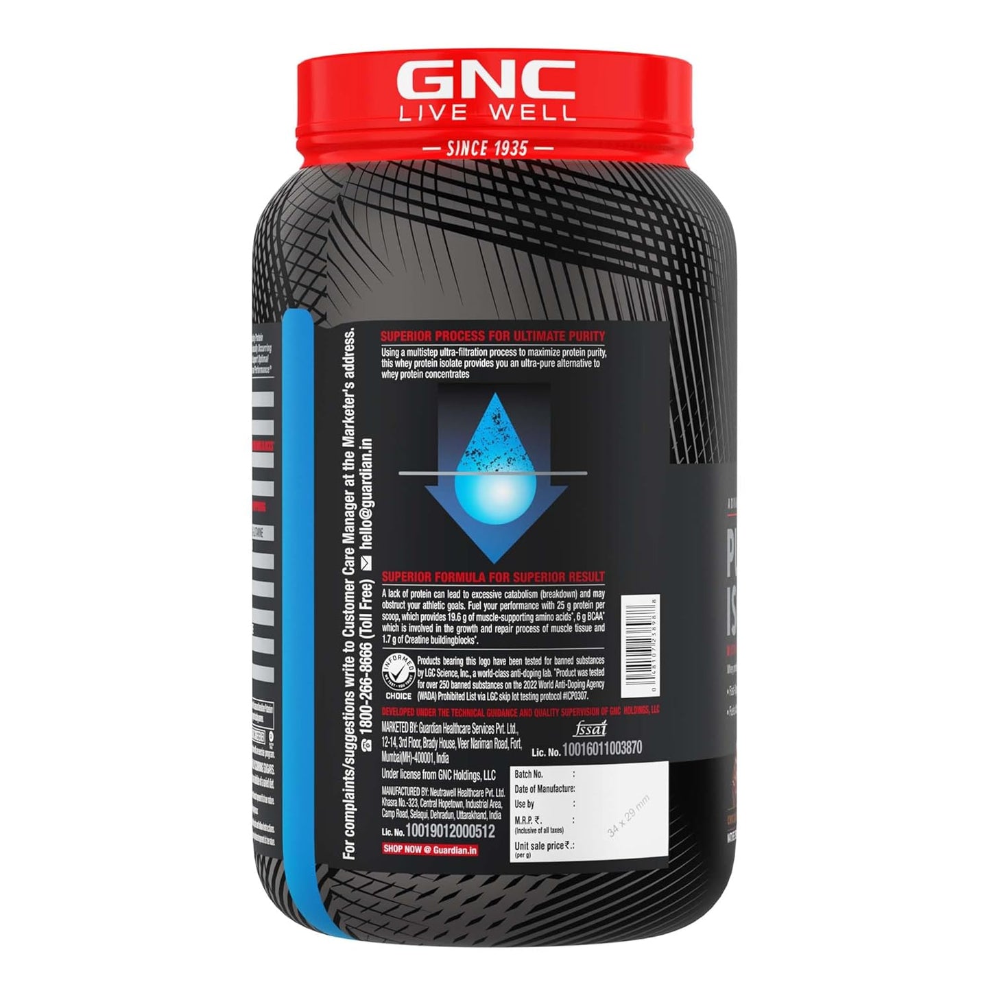 GNC Amp Pure Isolate Zero Carb | 2 Lbs | 30 Servings | Boosts Athletic Performance Builds Lean Muscles | Speeds Up Recovery | Digezyme For Easy Digestion | 25G Protein | 6G Bcaa | Chocolate Frosting