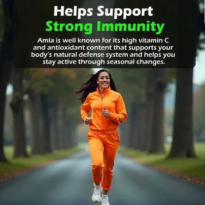 Amla Capsules 60_ Organic Hair Growth & Vitamin C Herbal Supplement Antioxidant Immunity Enhancer Natural Source of Vitamin C (Pack of 1)