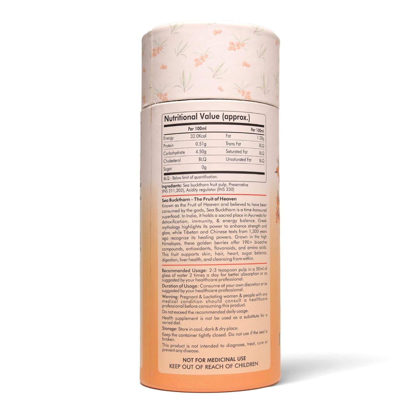 Fytika Sea Buckthorn Juice - 300 ML (PACK OF 1) | Pulp Concentrate Made for Your Total Body Care & Wellness | Rich in Vitamin C, Omega 3, 6, 7, 9 & Antioxidants | For Men & Women