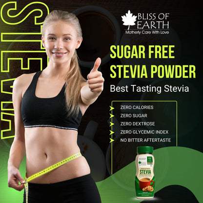 Bliss of Earth Stevia Powder, Organic Sugar Free Zero Calorie Sweetener Diabetic and Keto Friendly 99.8% Purity Vegetarian Gluten Free Quick Dissolve (200 gm (Pack of 1))