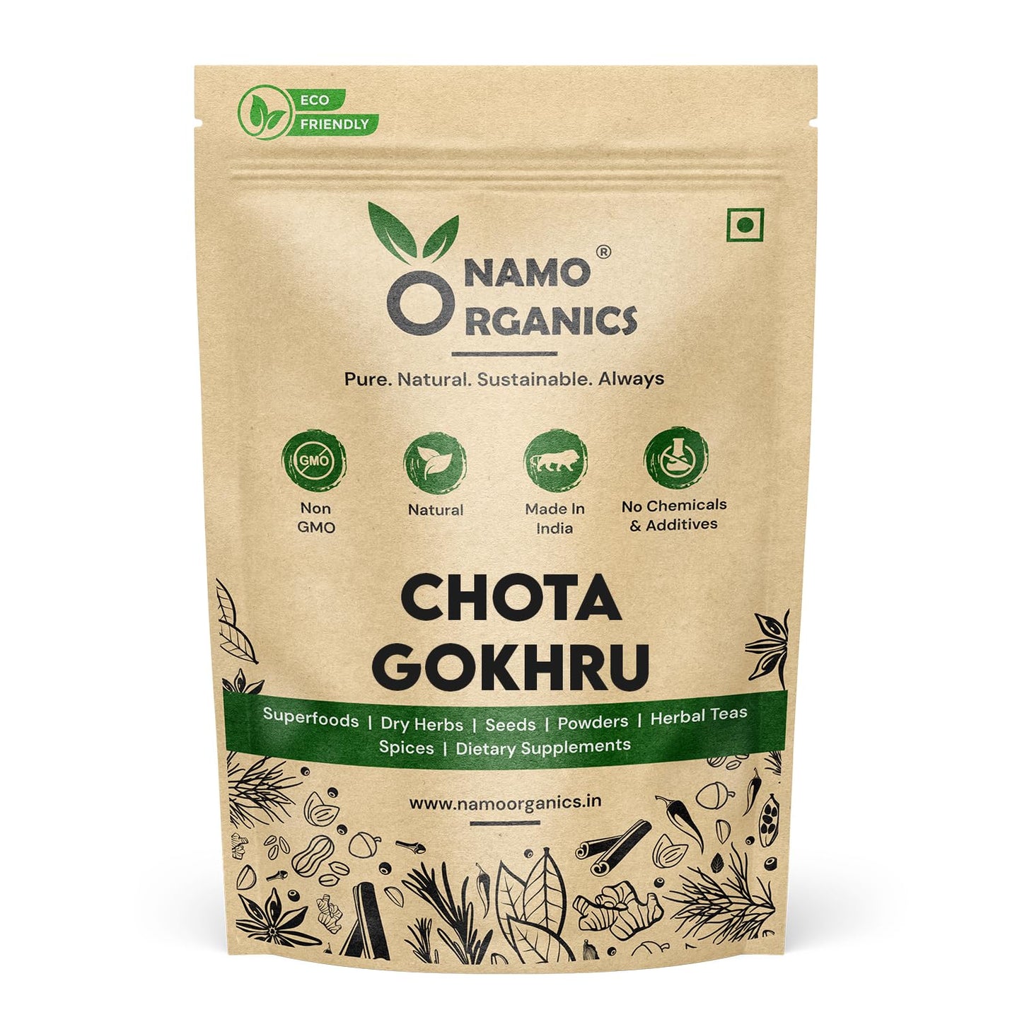 Namo Organics Namoorganics Gokhru Chota - 200 Gm - Tribulus Terrestris Seeds - Small Caltrops, Natural Gokharu (200 Gm)