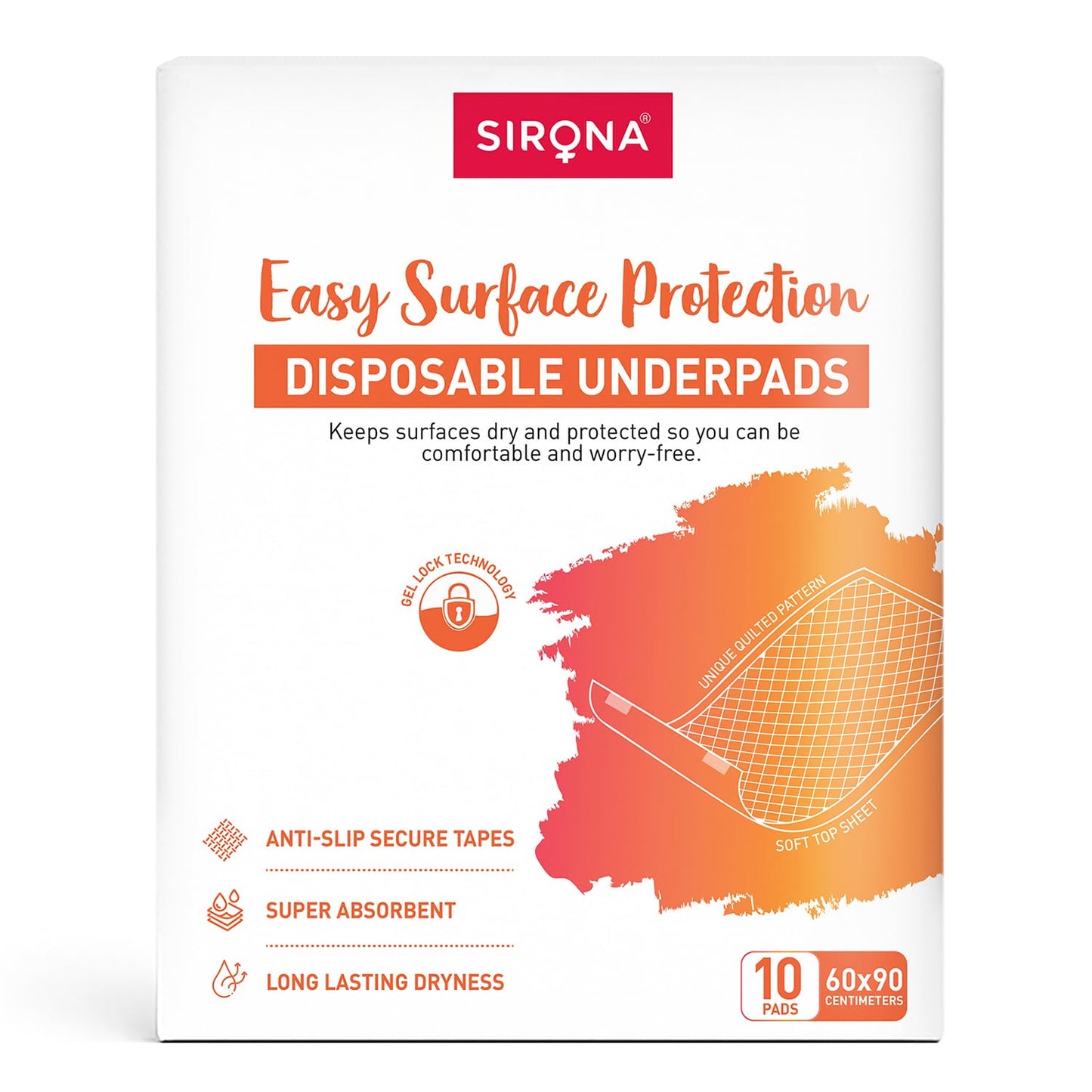 Sirona Disposable Under Pants for Women - Pack of 10 (Large) | Soft & Leakproof Bed Protection with Anti-Slip Tapes | for Heavy Periods & Post Surgery Care