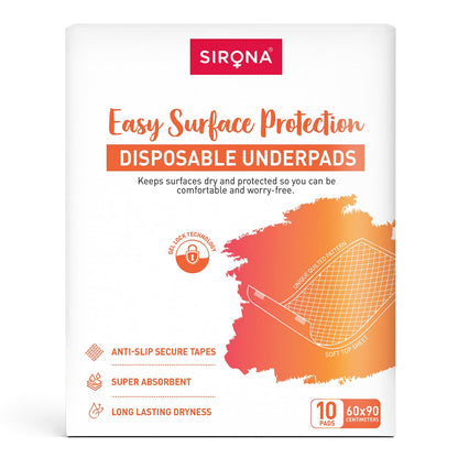 Sirona Disposable Under Pants for Women - Pack of 10 (Large) | Soft & Leakproof Bed Protection with Anti-Slip Tapes | for Heavy Periods & Post Surgery Care
