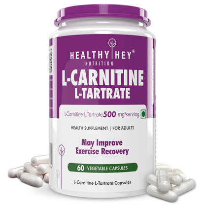 HealthyHey L-Carnitine & L-Tartrate (LCLT)-Support Transport of Fats to Muscles - 60 Vegetable Capsules (Pack of 1)
