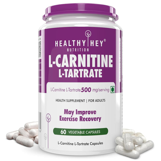 HealthyHey L-Carnitine & L-Tartrate (LCLT)-Support Transport of Fats to Muscles - 60 Vegetable Capsules (Pack of 1)