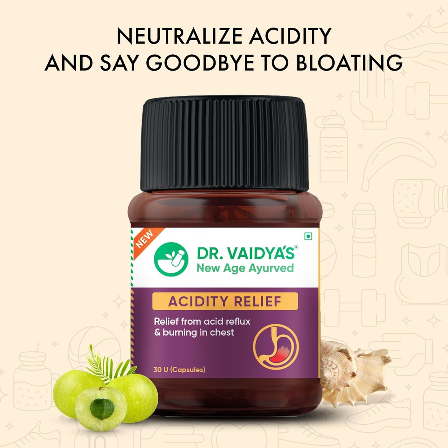 DR. VAIDYA'S Acidity Relief Capsules Ayurvedic Medicine For Acidity and Gas, 30 Capsules