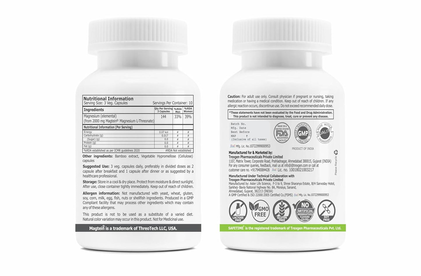 MagActiv MAGNESIUM GLYCINATE (Elemental Magnesium 150 mg per Capsule) Chelated, Bioavailable & Safe Sleep, Bone, Muscle, Heart Health (120 Veg. Capsules)