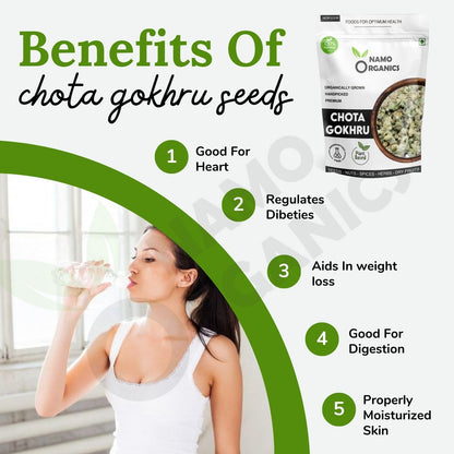Namo Organics Namoorganics Gokhru Chota - 200 Gm - Tribulus Terrestris Seeds - Small Caltrops, Natural Gokharu (200 Gm)