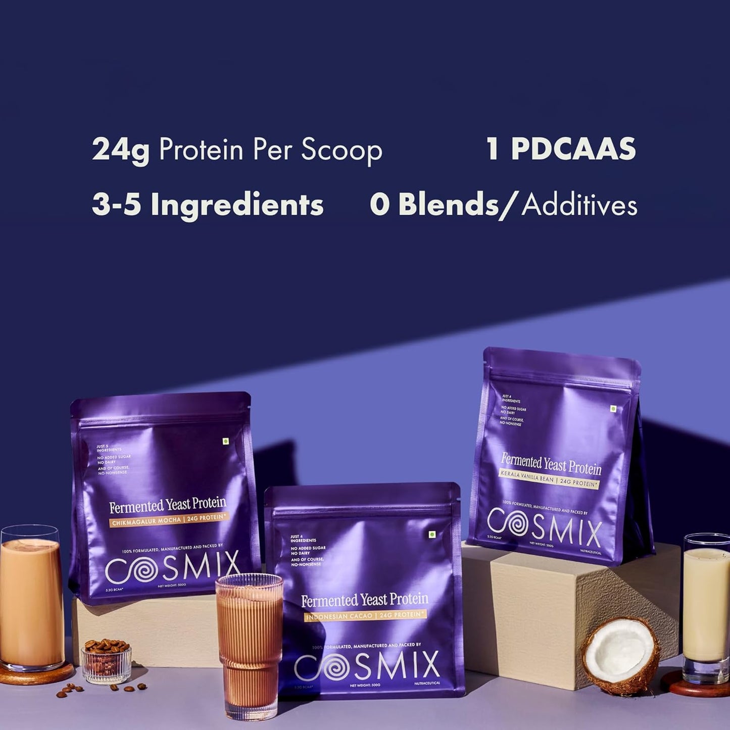 Cosmix Fermented Yeast Protein Powder | 31g Protein | Pure Single-Source Plant Protein | Made In-House | Smooth, Crazy tasty & Gut-Friendly | Classic Unflavoured, 1Kg Pouch