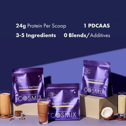 Cosmix Fermented Yeast Protein Powder | 31g Protein | Pure Single-Source Plant Protein | Made In-House | Smooth, Crazy tasty & Gut-Friendly | Classic Unflavoured, 1Kg Pouch