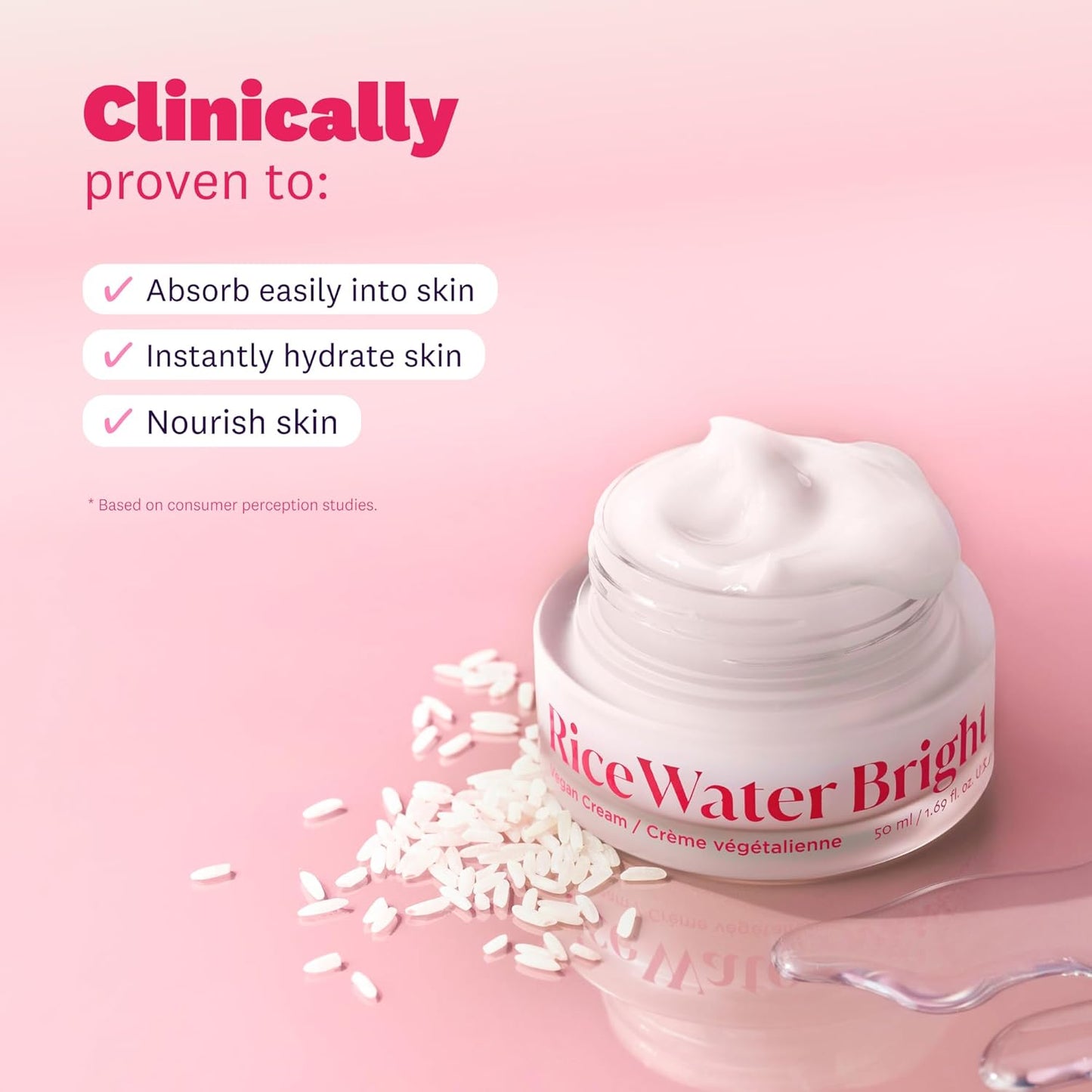 The Face Shop Rice Water Bright Vegan Cream with Ceramide, Niacinamide & Hyaluronic Acid | Brightens Skin, Fades Blemishes & Acne Marks | Korean Skin Care | 50ml