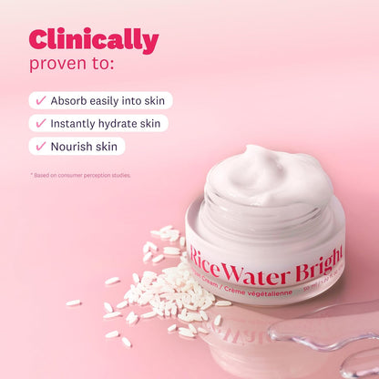 The Face Shop Rice Water Bright Vegan Cream with Ceramide, Niacinamide & Hyaluronic Acid | Brightens Skin, Fades Blemishes & Acne Marks | Korean Skin Care | 50ml