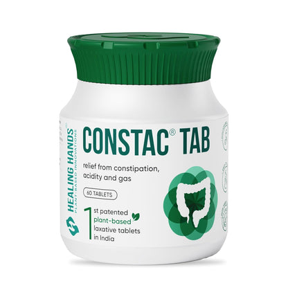 Healing Hands ConstacTab Tablet for Relief in Mild Constipation, Acidity and Gas, Plant Based Natural Constipation Solution, Clinically Proven, Herbal â€“ 60 Tablets