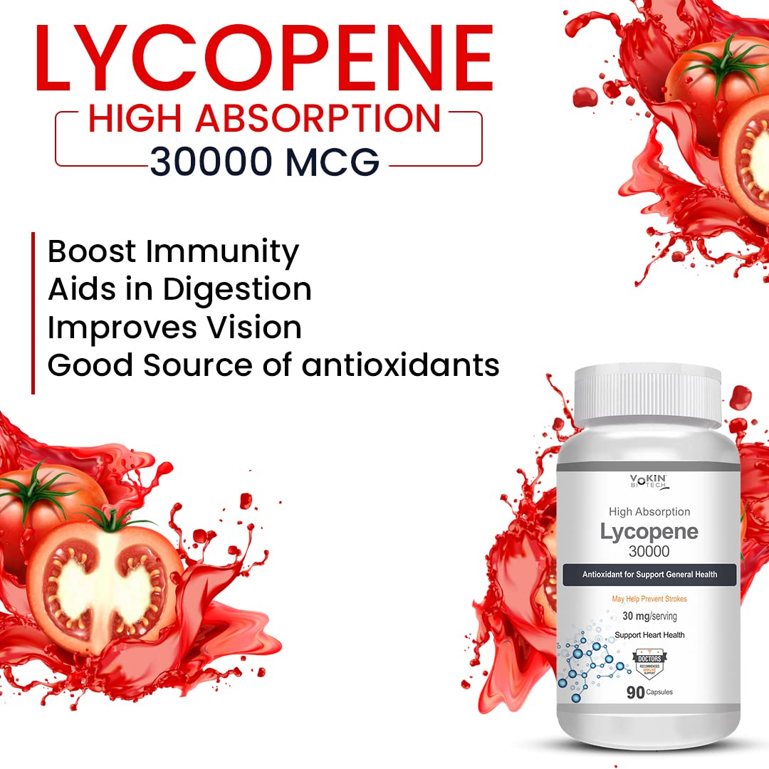 Vokin Biotech Lycopene 30mg, Support Heart health 90 Capsules