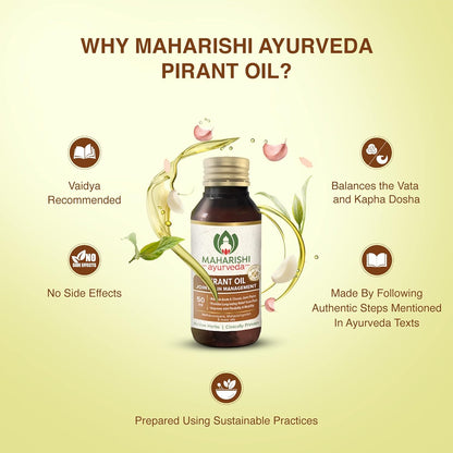 Maharishi Ayurveda Pirant Oil - Ayurvedic Massage Oil for Joint and Muscle Pain Relief -50ml