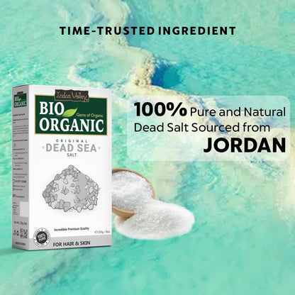 INDUS VALLEY Bio Organic 100% Natural Dead Sea Salt for Skin Healing, Detoxifies Skin, Stimulate Hair Growth and Hydration (250g)