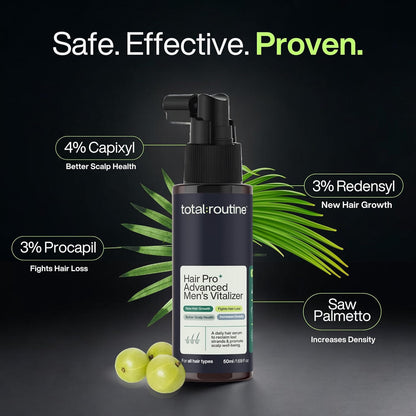 Total Routine Hair Serum for Men - Advanced Formula with 3% Redensyl, 3% Procapil, 4% Capixyl, Saw Palmetto, Collagen & Peptides for Hair Growth & Hairfall Control (50ml - Large)