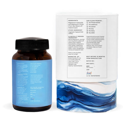 Earthful Marine Magnesium | Sourced from Ireland Sea Waters | For Restful Sleep, Stress Relief, Muscle Relaxation | 30 Capsules (30 Days Pack)