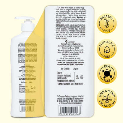 Chik Protein Solution Hairfall Prevent Shampoo, With Goodness Of Egg White, For Thick And Healthier Hair | For Men & Women | 340ml