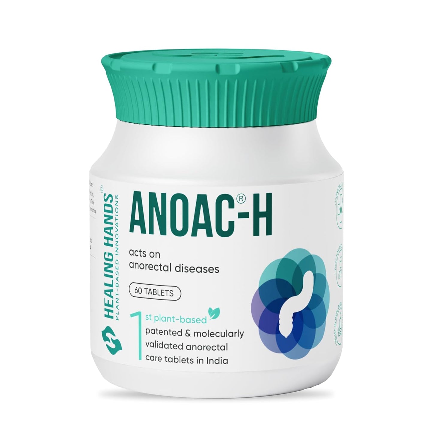 Healing Hands Anoac-H Advanced Piles and Fissure Treatment Tablets â€“ 60 Days, Patented Plant Based Tablets to treat Severe Piles and Fissure, Clinically Proven, Herbal & Natural Piles Care