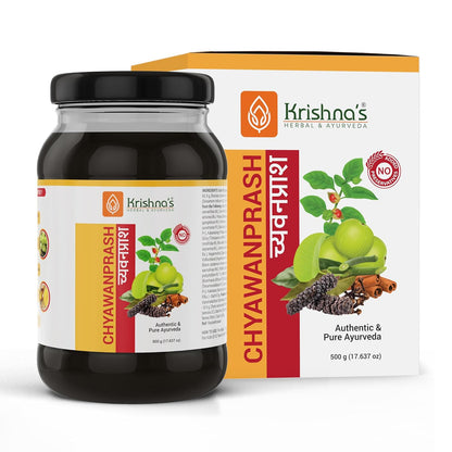 KRISHNA'S HERBAL & AYURVEDA Chyawanprash â€“ Preservative-Free, Boosts Stamina, Immunity and Strength for Kids & Adults, Made with Traditional Ayurvedic Process, 500g (Pack of 1)