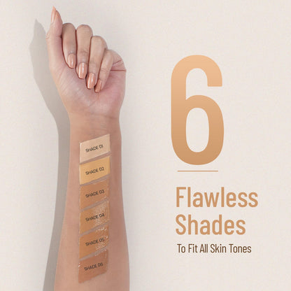 Swiss Beauty Airbrush Finish Foundation 30ml | Full Coverage Up to 8H | Waterproof & Lightweight | Natural Matte Finish | Long-Lasting Wear | Hyaluronic Acid | All Skin Types | Dermatologically Tested | Shade 02 Fair Ivory