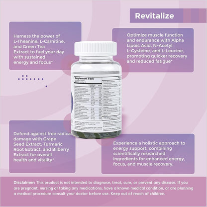 Briyo All Around Revitalize - Energy Boost and Muscle Function Support: Enhances Energy Levels and Metabolism, Vitamins & Minerals, Tea, Grape Seed, Turmeric Root, Amino Acids, and More - 30