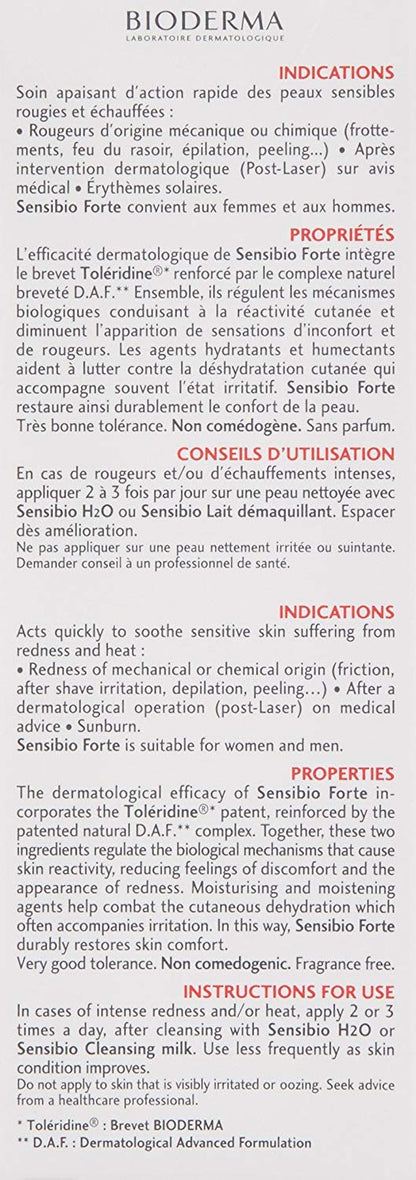 Bioderma Sensibio Forte Rapid soothing cream Sensitive Skin Redness, 40ml