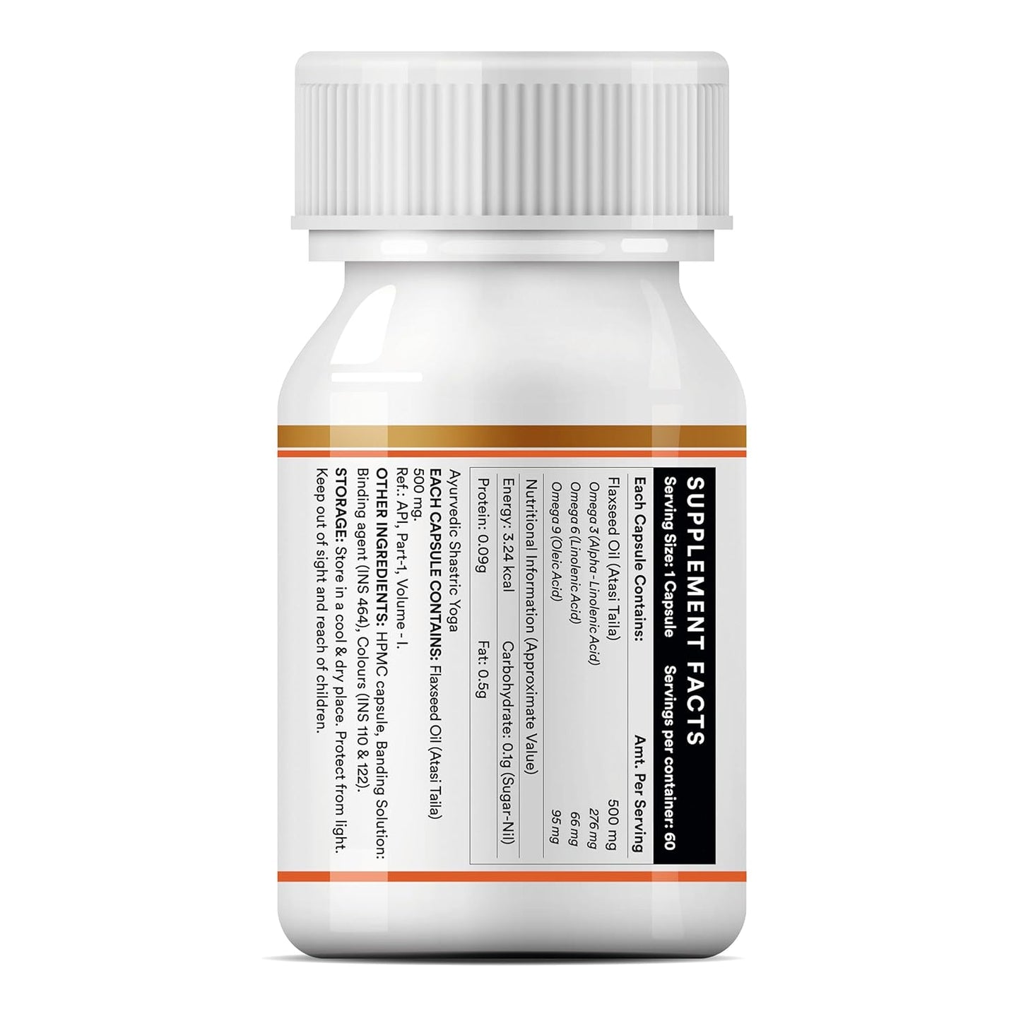INLIFE Flaxseed Oil Omega 3 6 9 Supplement, Extra Virgin Cold Pressed 500 mg - 60 Vegetarian Capsules (Pack of 1)