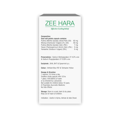 Zeelab Zee Hara Capsule for Gastric and Acidity | Ayurvedic Medicine for Stomach Pain and Indigestion Relief (10 Capsules)