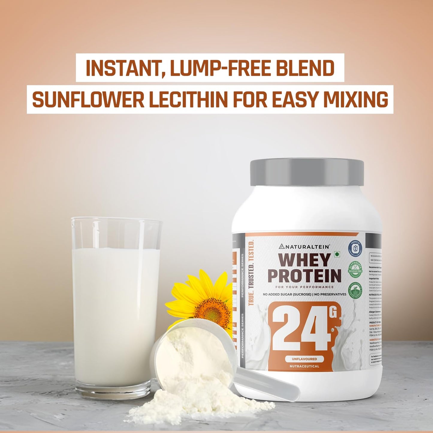 NATURALTEIN Natural Whey Max Protein â€“ 1 kg (Unflavoured) | 24 g Protein per Serving | Naturally Formulated | No Added Sugar | Non-GMO | Soy & Gluten Free | Smooth Mixability & Easy Digestion