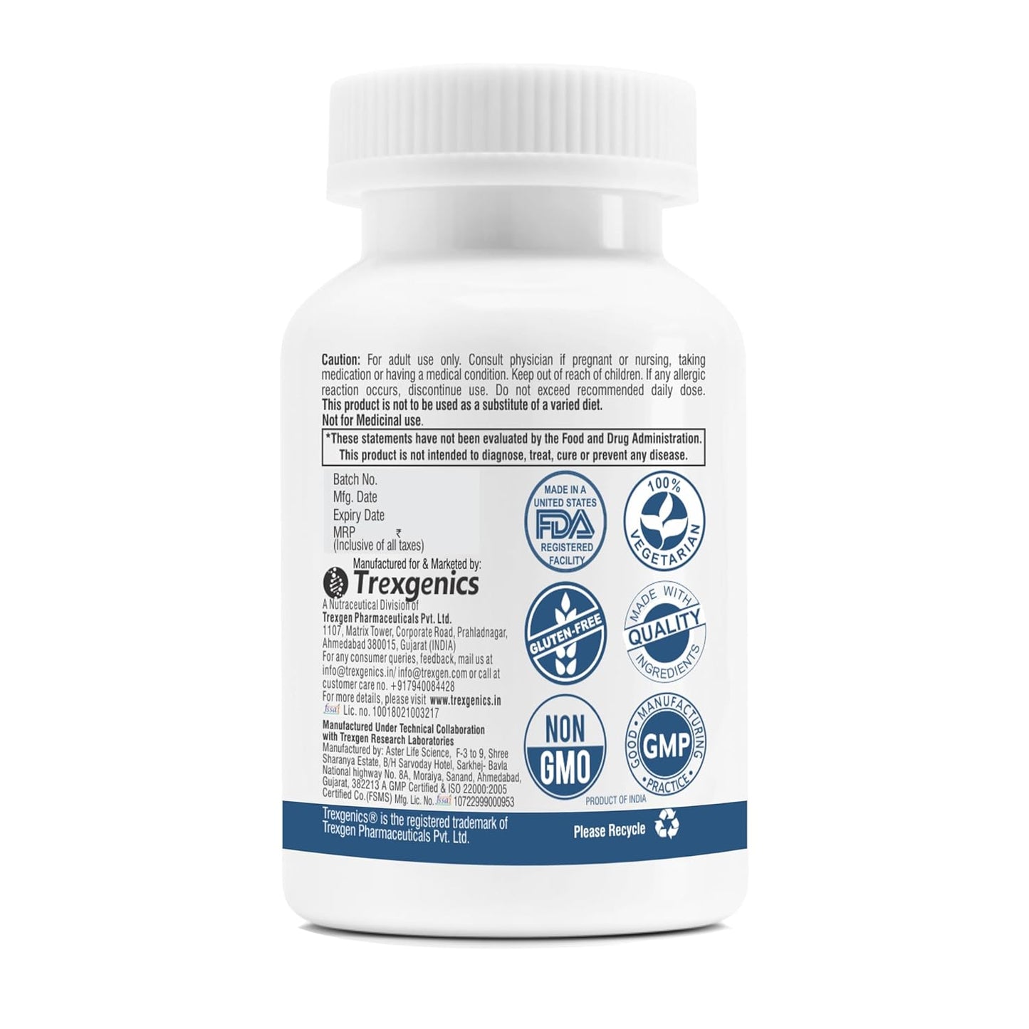 Trexgenics BETAINE - TMG (Trimethyglycine) 500 MG Homocysteine Balance, Liver Care, Athletic Performance Support (60 Veg Capsules) (Pack of 1)