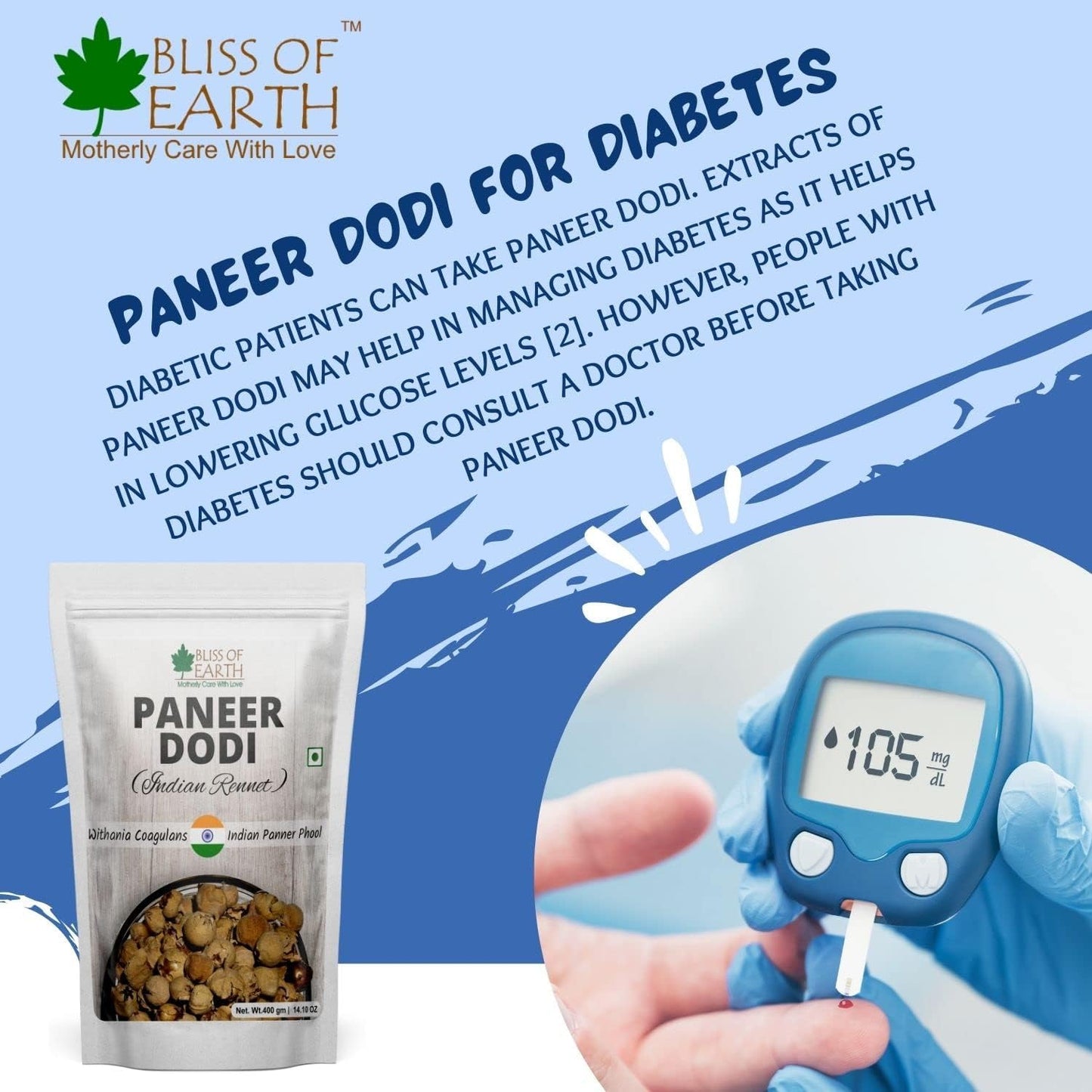 Bliss of Earth Paneer Doda (Indian Rennet) Paneer Phool for Diabetes, Withania Coagulans Ayurveda Herb Good for Health 200GM