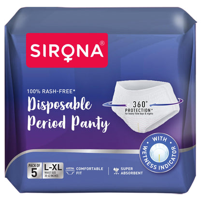 Sirona Disposable Period Panties for Women | L â€“ XL | 360Â° Sanitary Protection for Heavy Flow & Sirona Period Made Easy Tampons - 20 Piece | For Heavy Flow