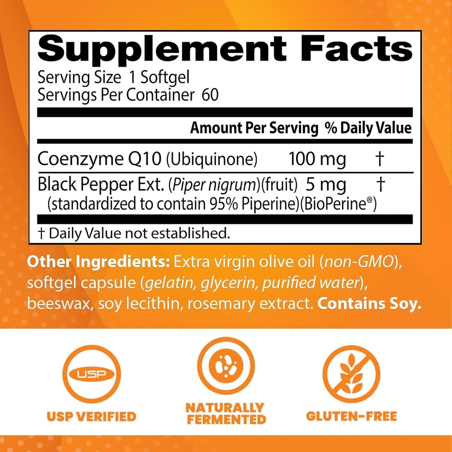 Doctor's Best High Absorption CoQ10 with BioPerine, Gluten Free Naturally Fermented, Heart Health & Energy Production, 100 mg, 60 SoFtgels