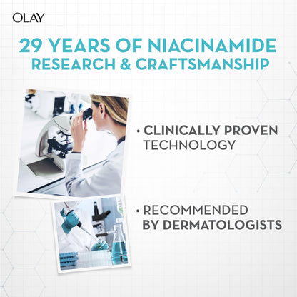 Olay Face Serum | Clear and Even Skin | Fights Dullness and Provides Radiant Glow| Normal, Oily, Dry, Combination Skin | Paraben and Sulphate Free (30ml, Niacinamide)