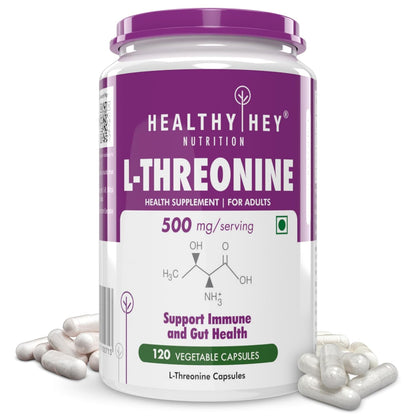 HealthyHey Nutrition L-Threonine - Essential Amino Acid -120 Veg Capsules